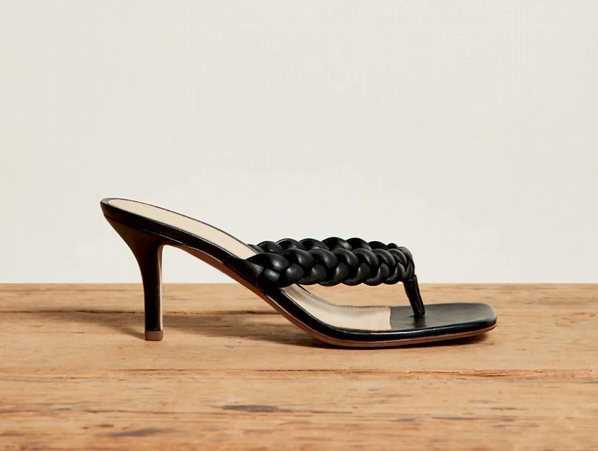 Marissa Kitten-Heel Braided Sandal In Black