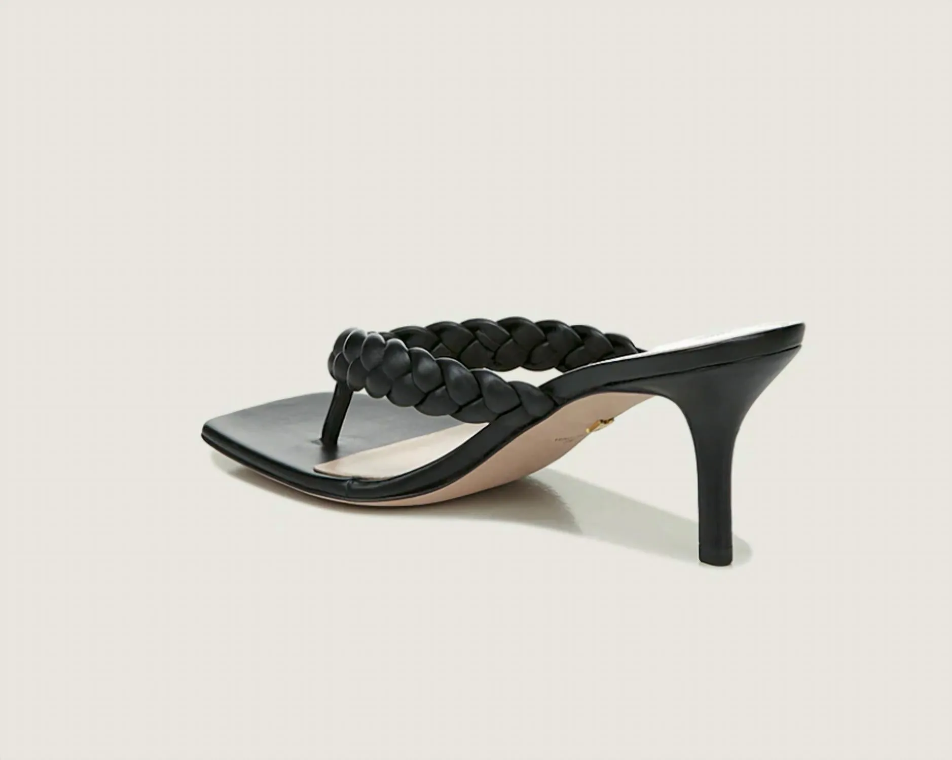 Marissa Kitten-Heel Braided Sandal In Black