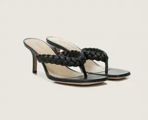 Marissa Kitten-Heel Braided Sandal In Black