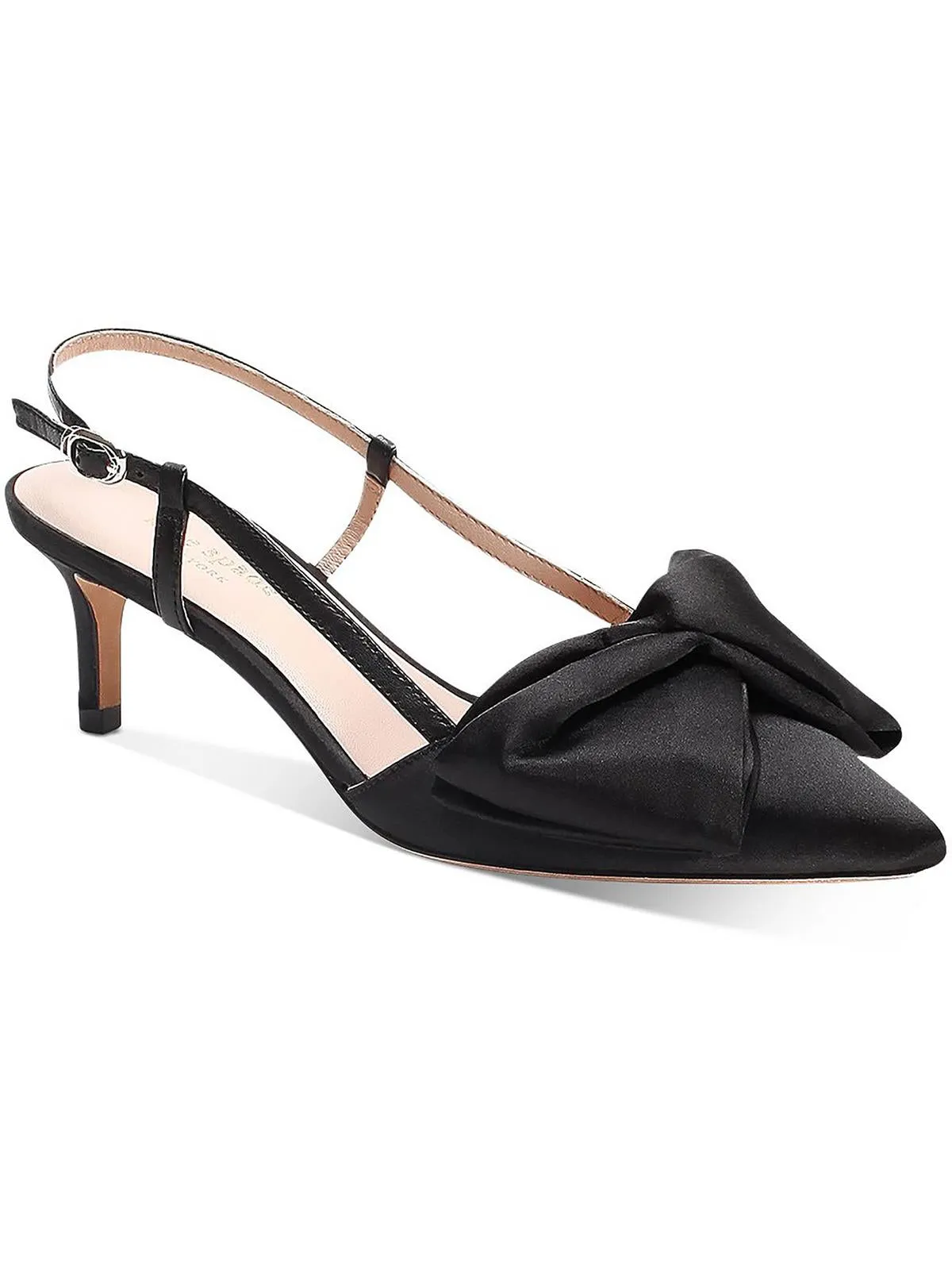 Marseille Womens Leather Pointed Toe Kitten Heels