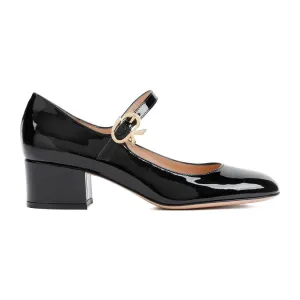 Mary Ribbon Black Patent Leather Pumps