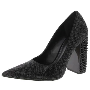 MAXINE Womens Rhinestone Manmade Block Heels