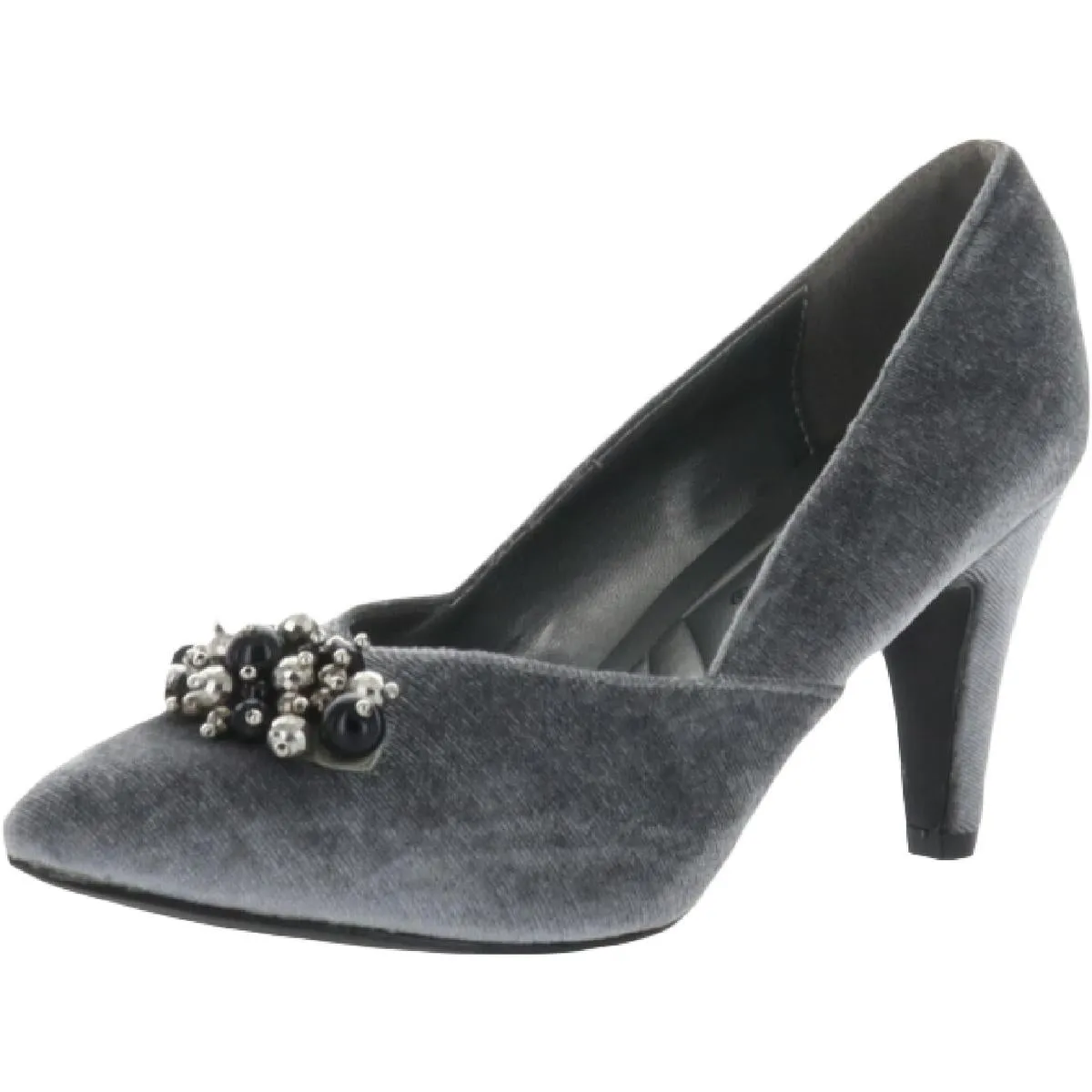 May Womens Velvet Embellished Dress Heels