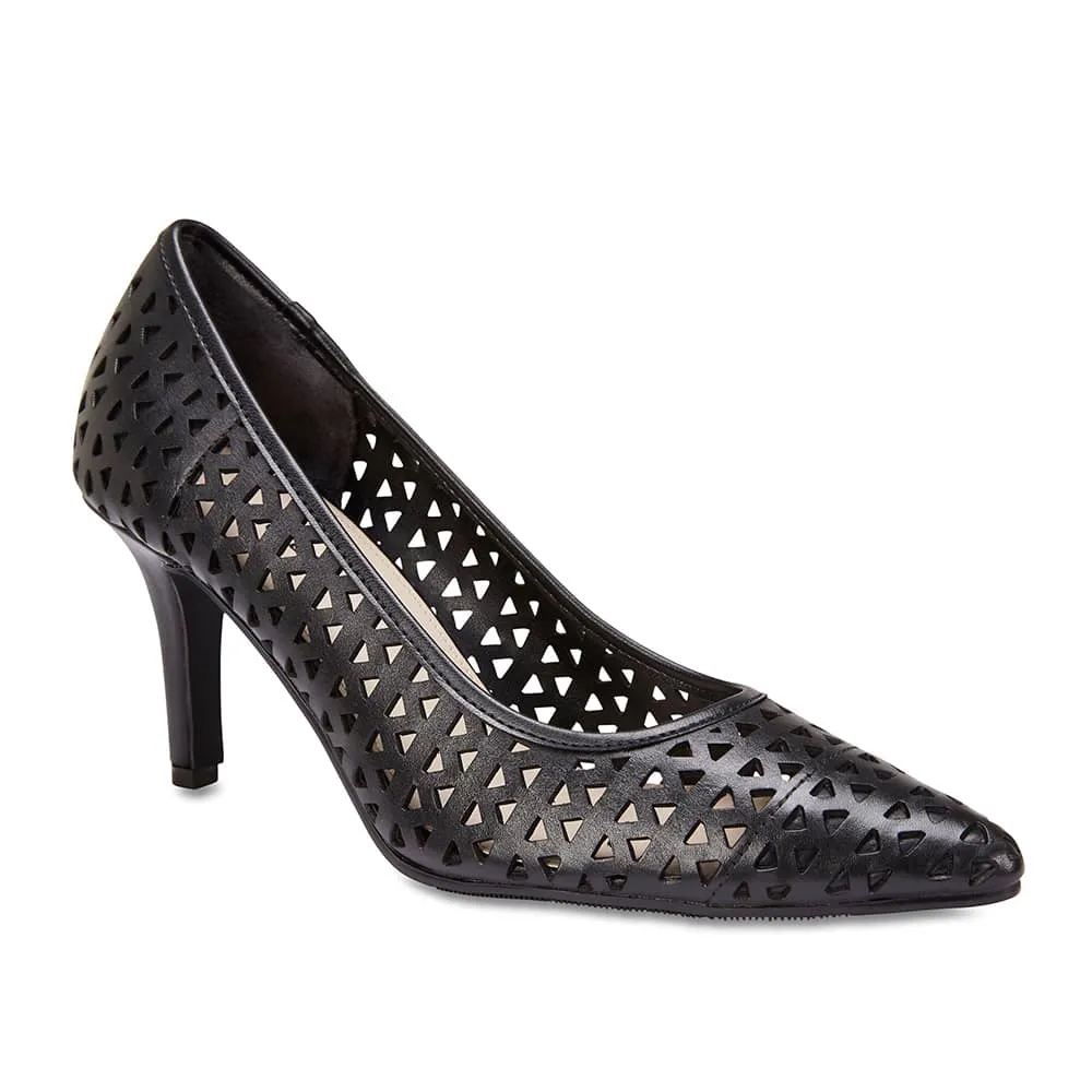 Melrose Heel in Black Leather