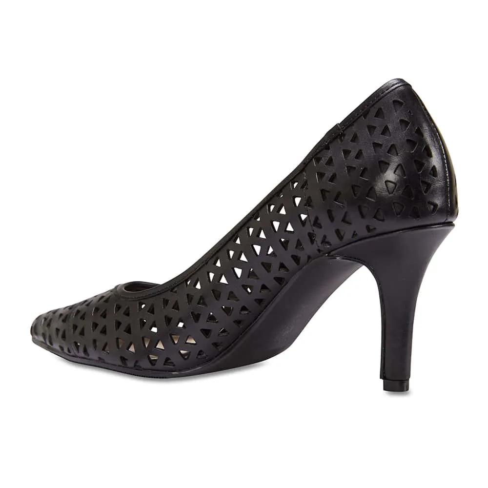 Melrose Heel in Black Leather