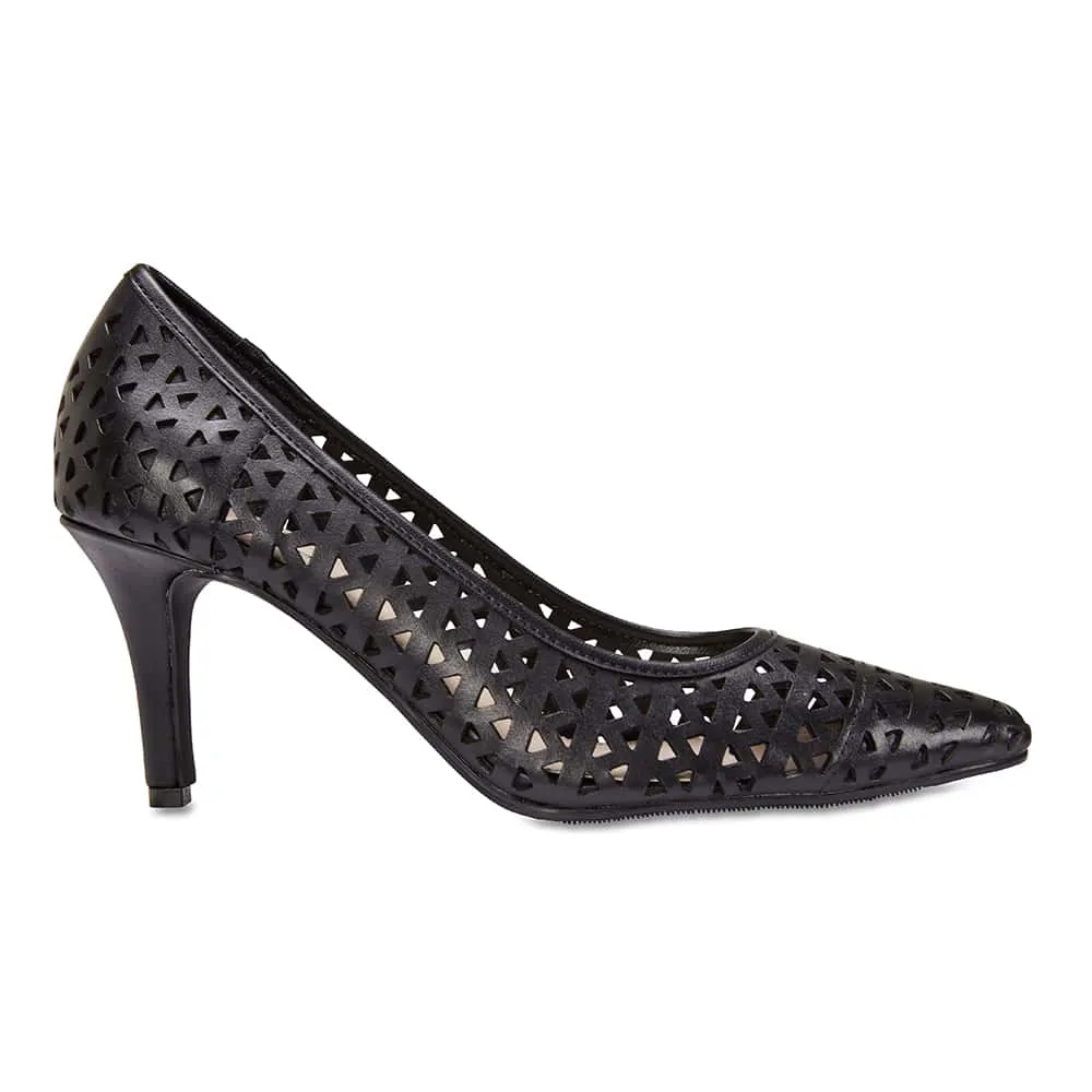 Melrose Heel in Black Leather