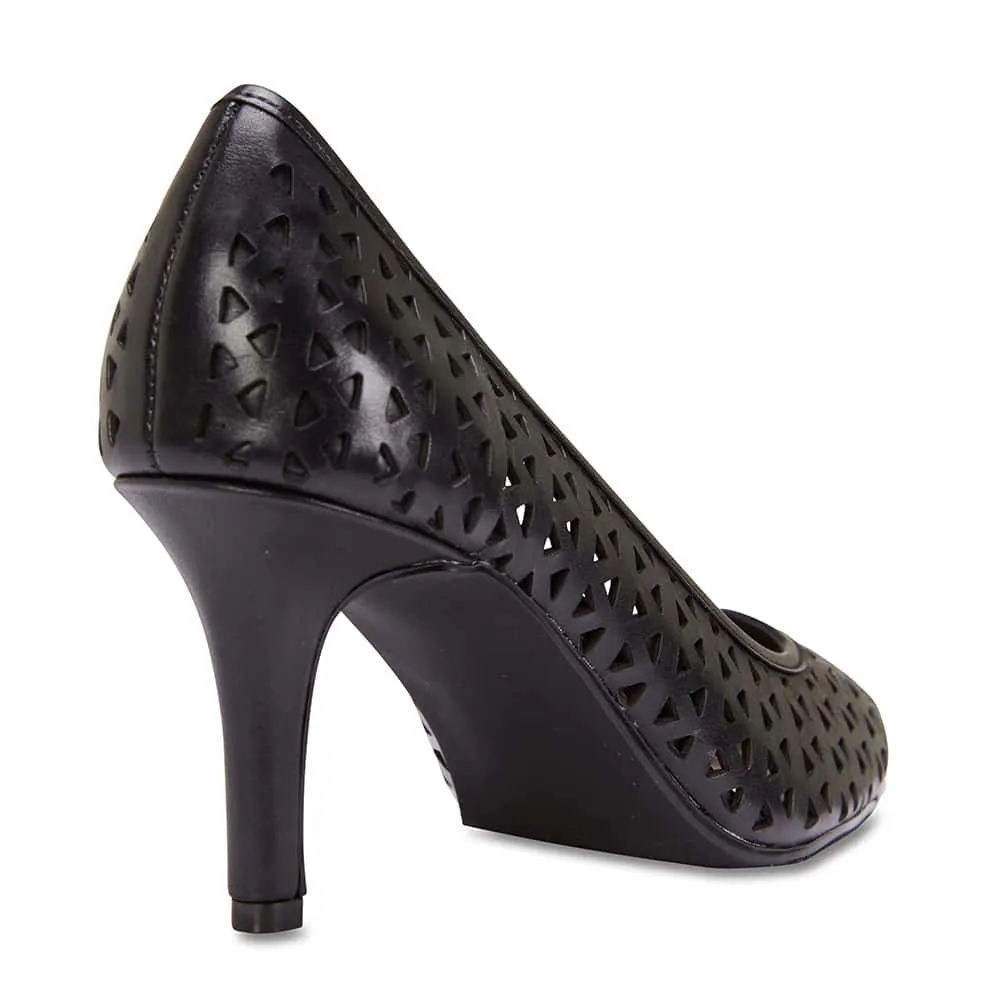 Melrose Heel in Black Leather