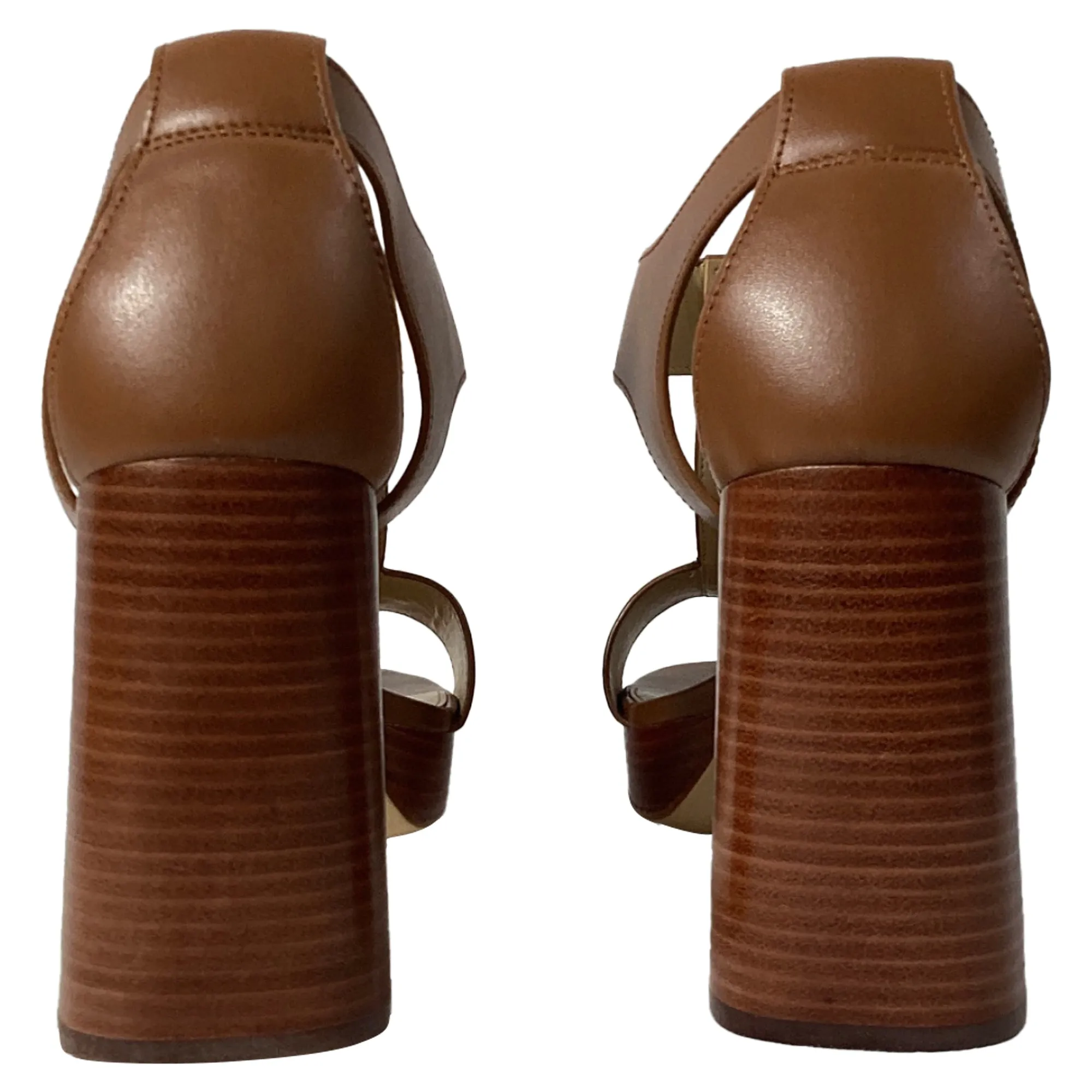 Michael Kors Berkley Block-Heel Sandals in Luggage Brown Leather