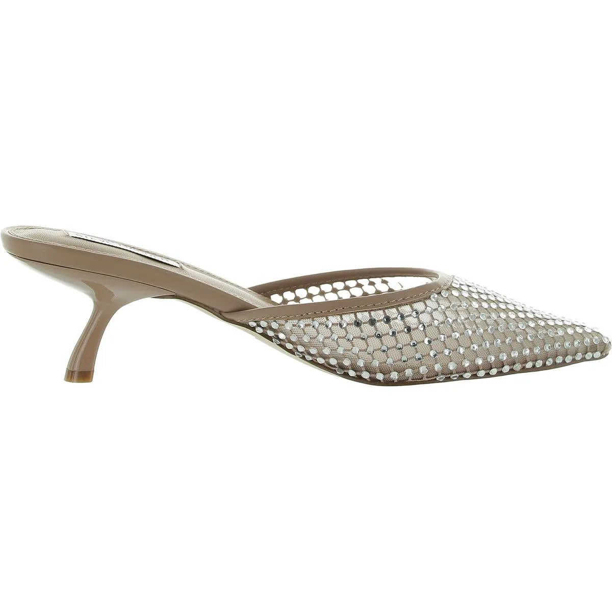 Micki Womens Mesh Rhinestone Kitten Heels