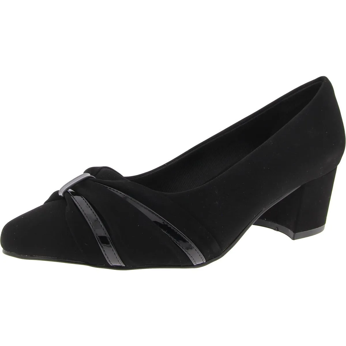 Millie Womens Solid Faux Leather Block Heels