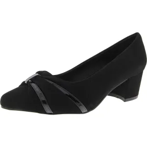 Millie Womens Solid Faux Leather Block Heels