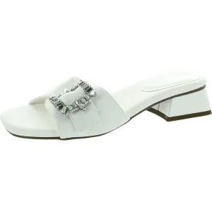 Naomi Womens Buckle Leather Block Heels