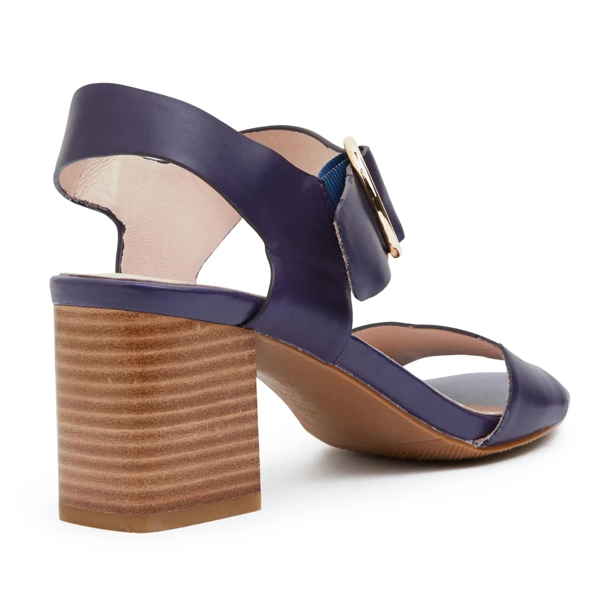Nickel Heel in Navy Leather
