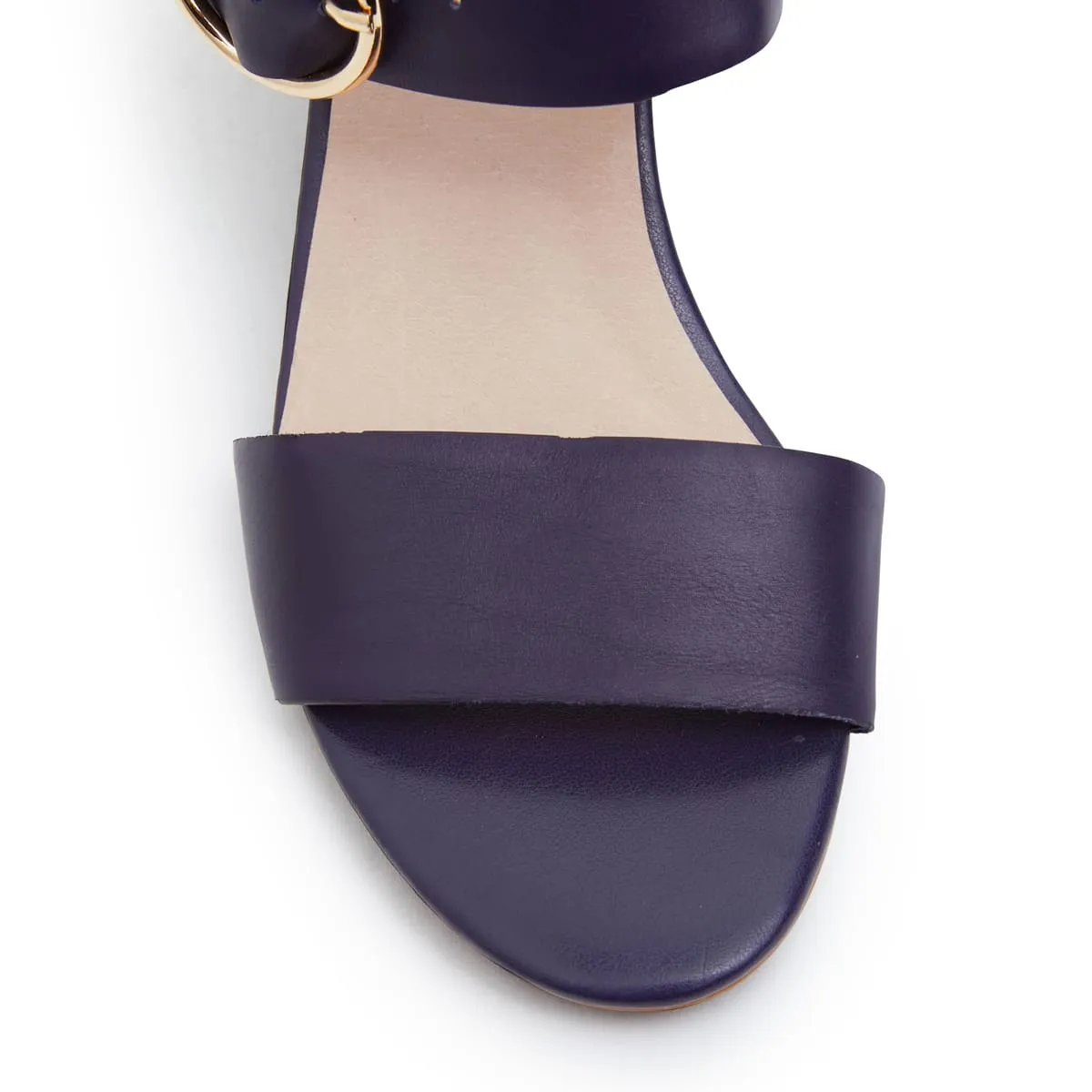 Nickel Heel in Navy Leather