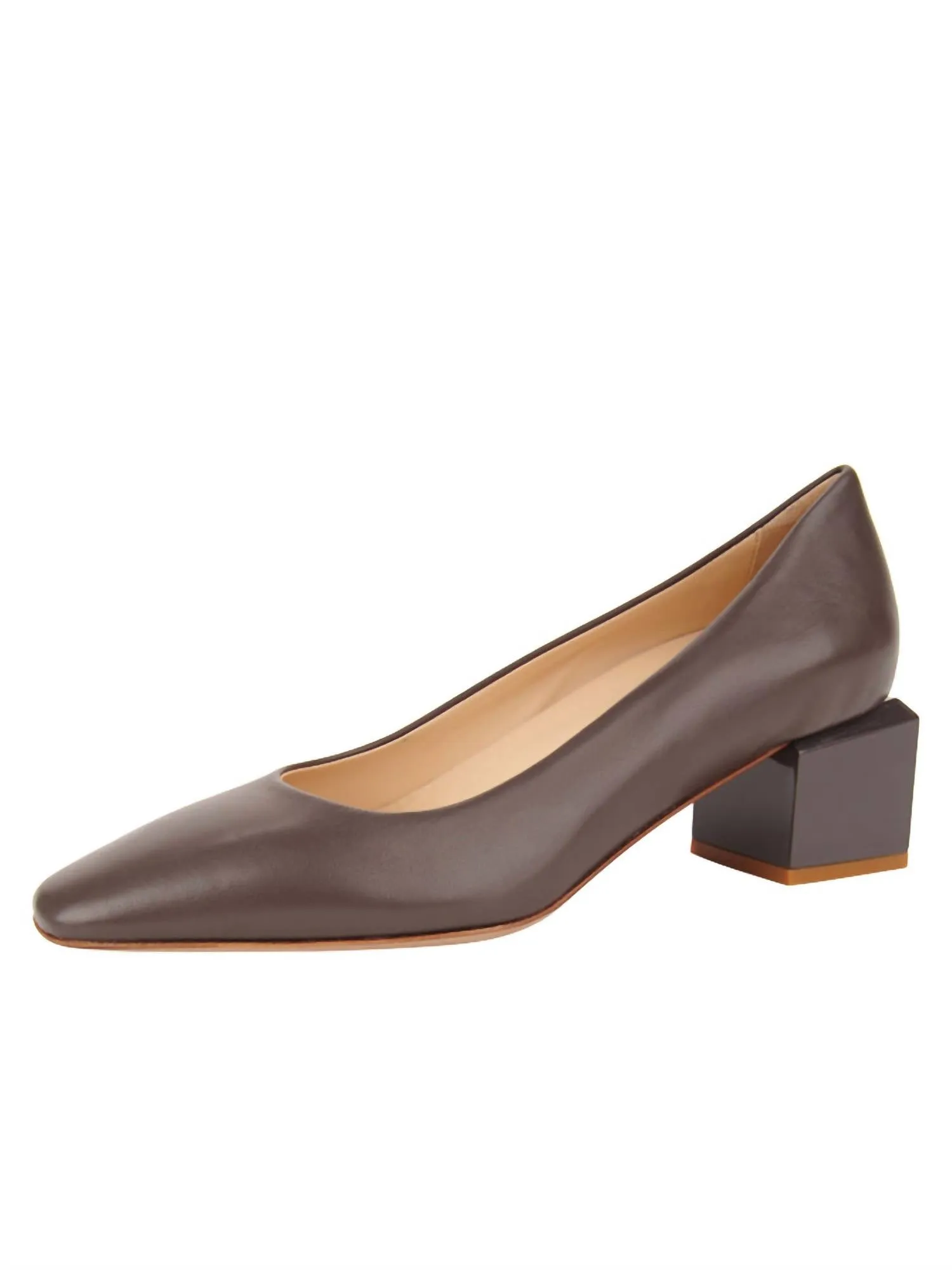 Novella Block Heeled Pump In Asphalt Nappa
