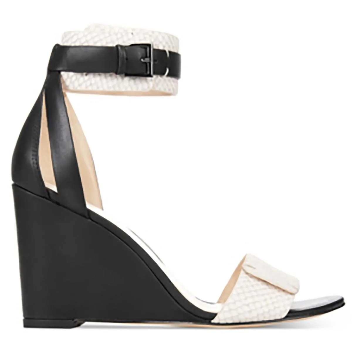 NWFINULA Womens Snake Print Leather Wedge Heels