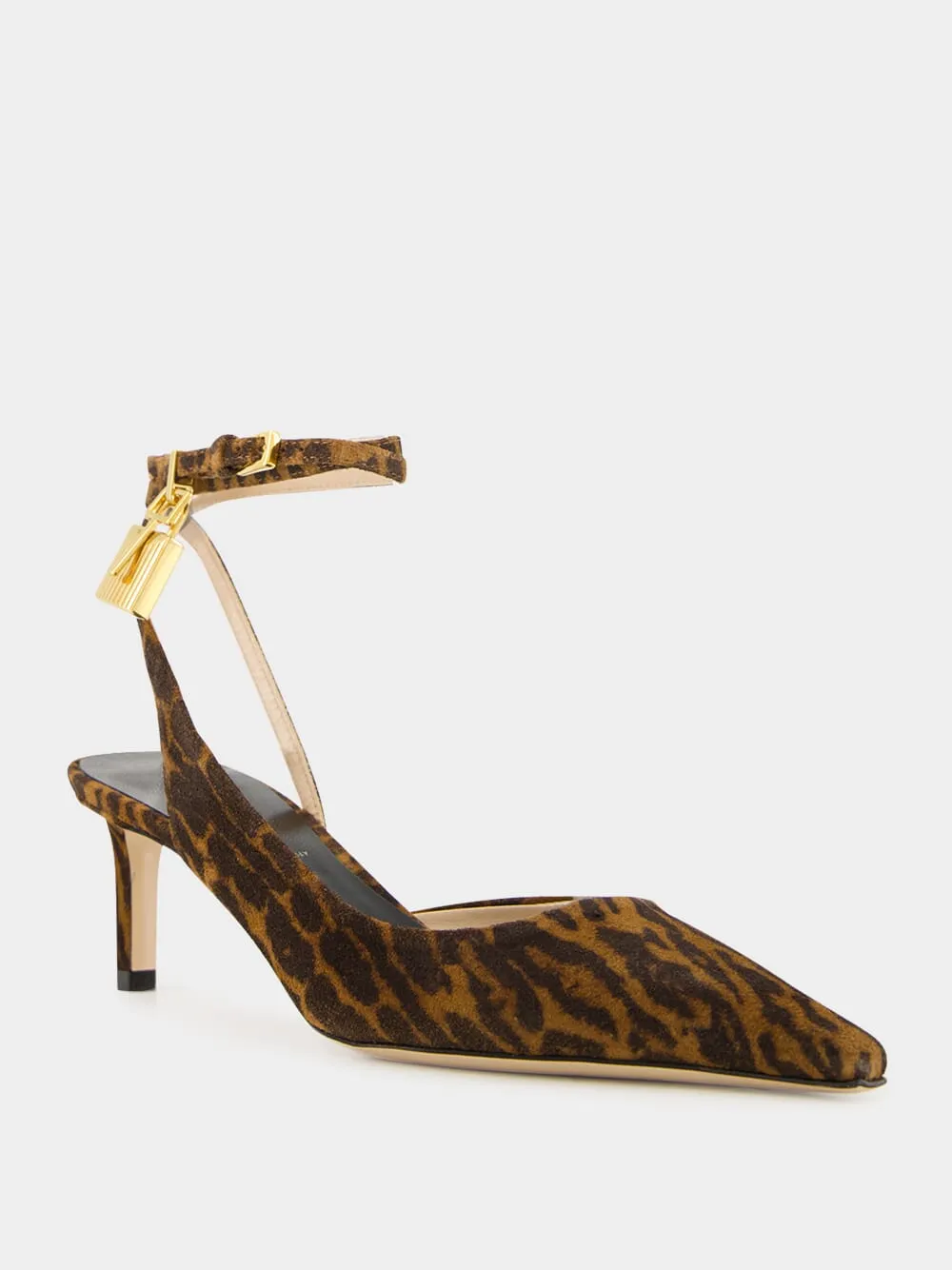 Ocelot Suede Kitten-Heel Slingbacks