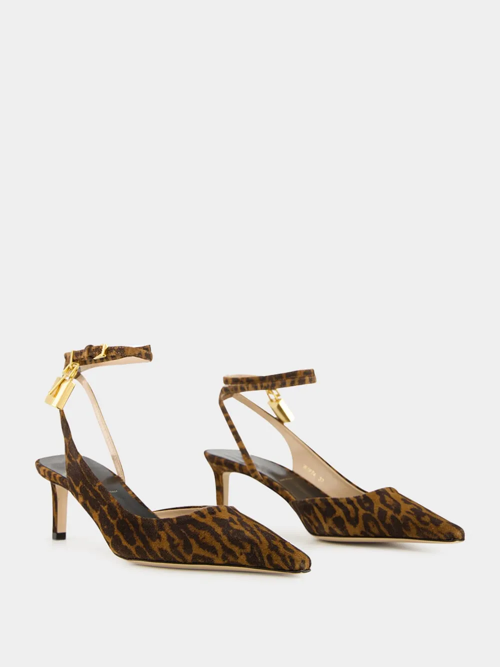 Ocelot Suede Kitten-Heel Slingbacks