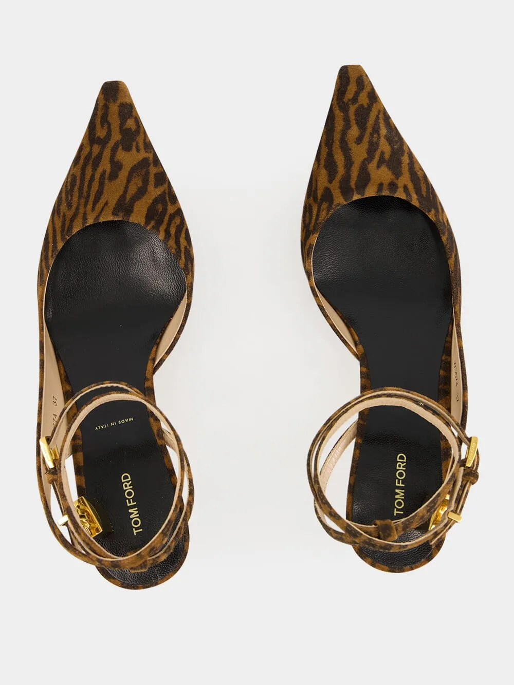 Ocelot Suede Kitten-Heel Slingbacks