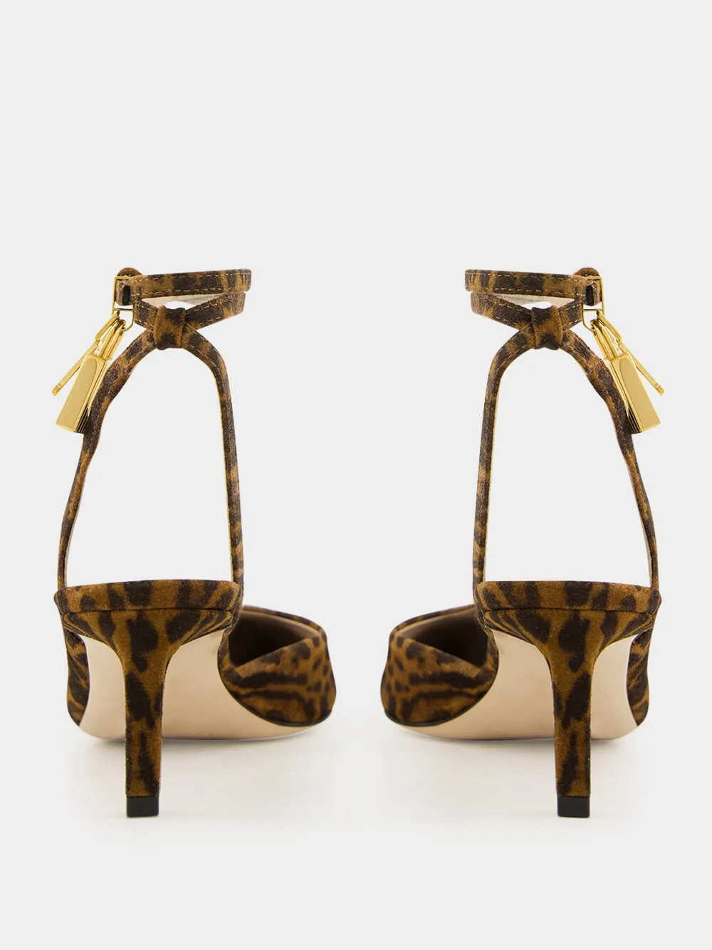 Ocelot Suede Kitten-Heel Slingbacks