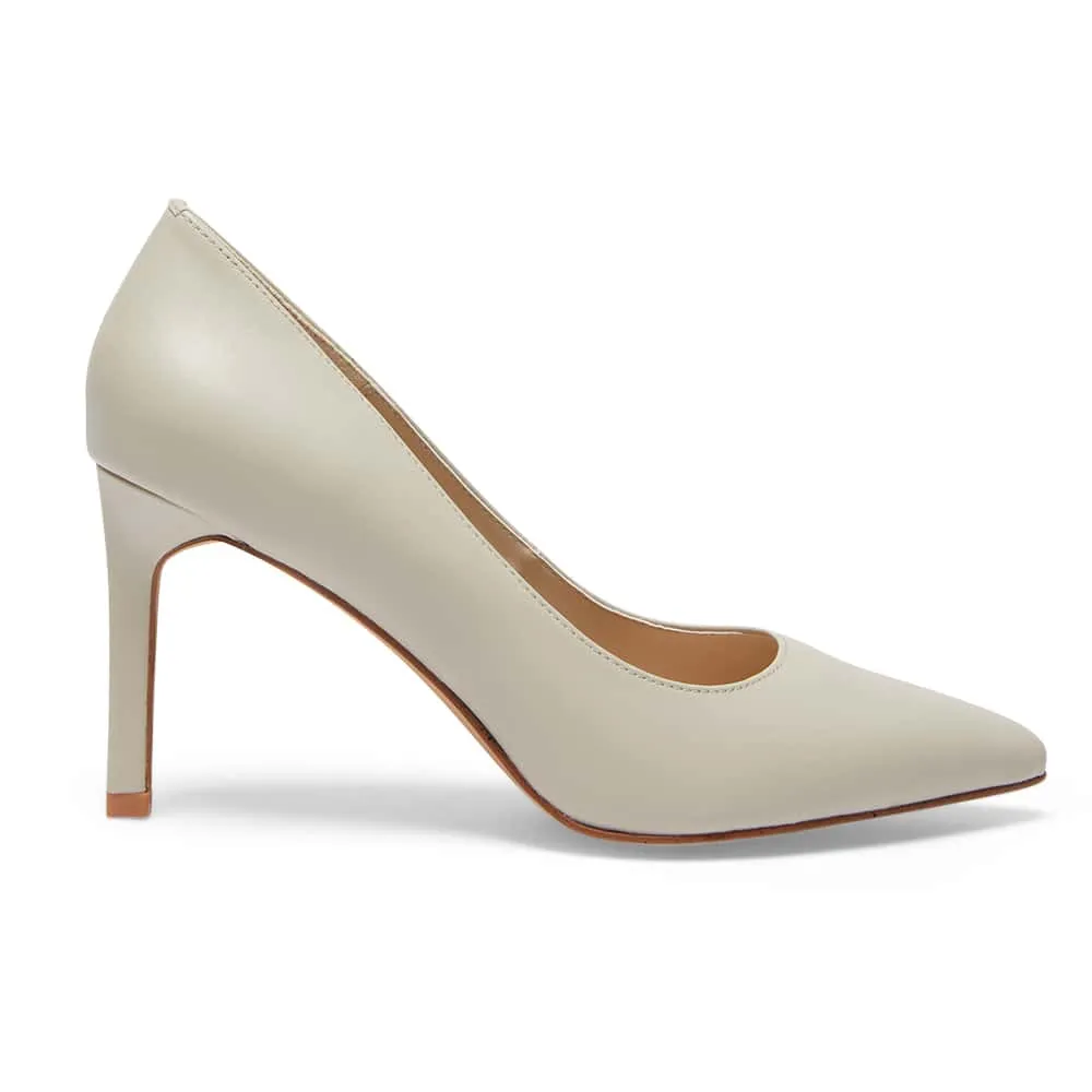 Octavia Heel in Ivory Leather