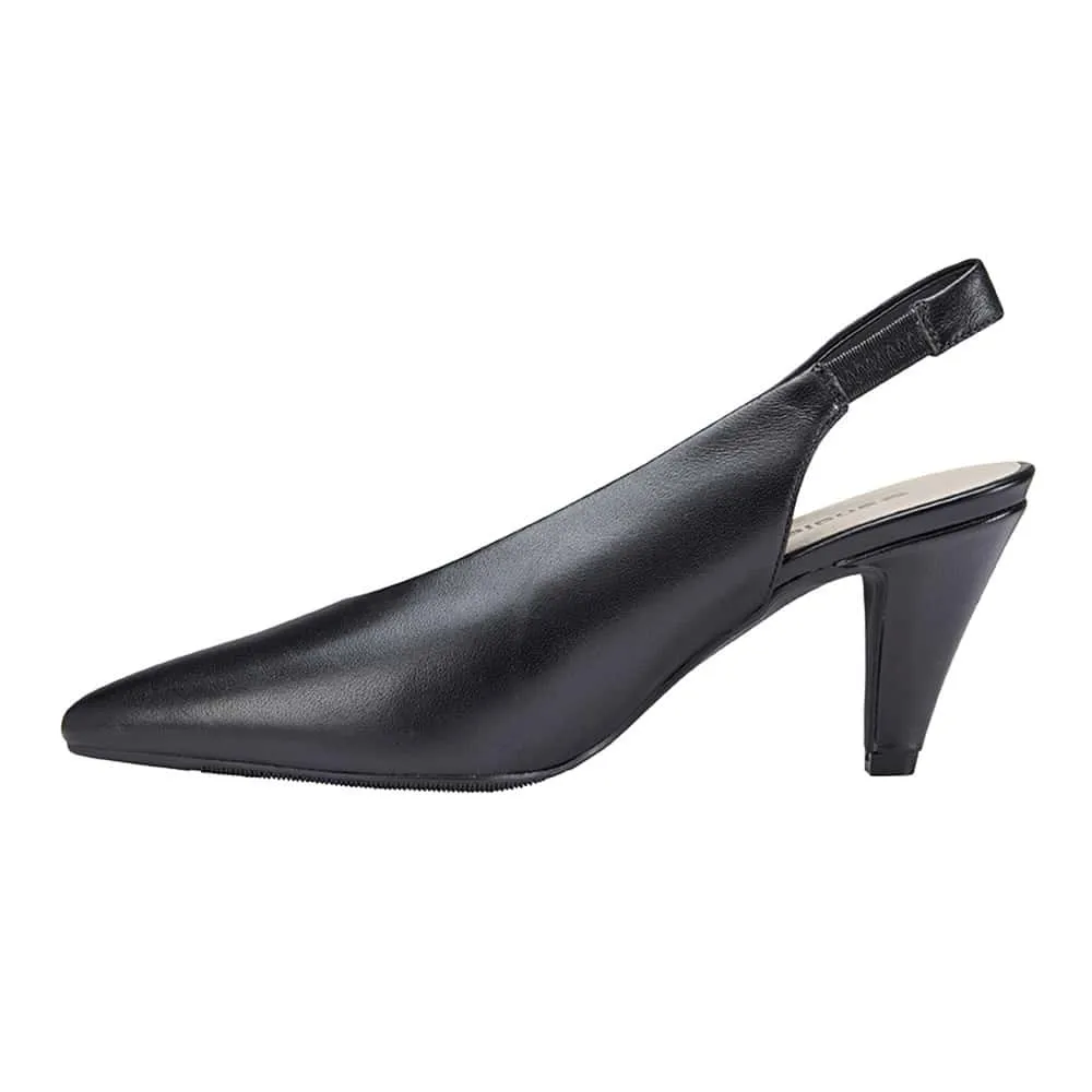 Olympia Heel in Black Leather