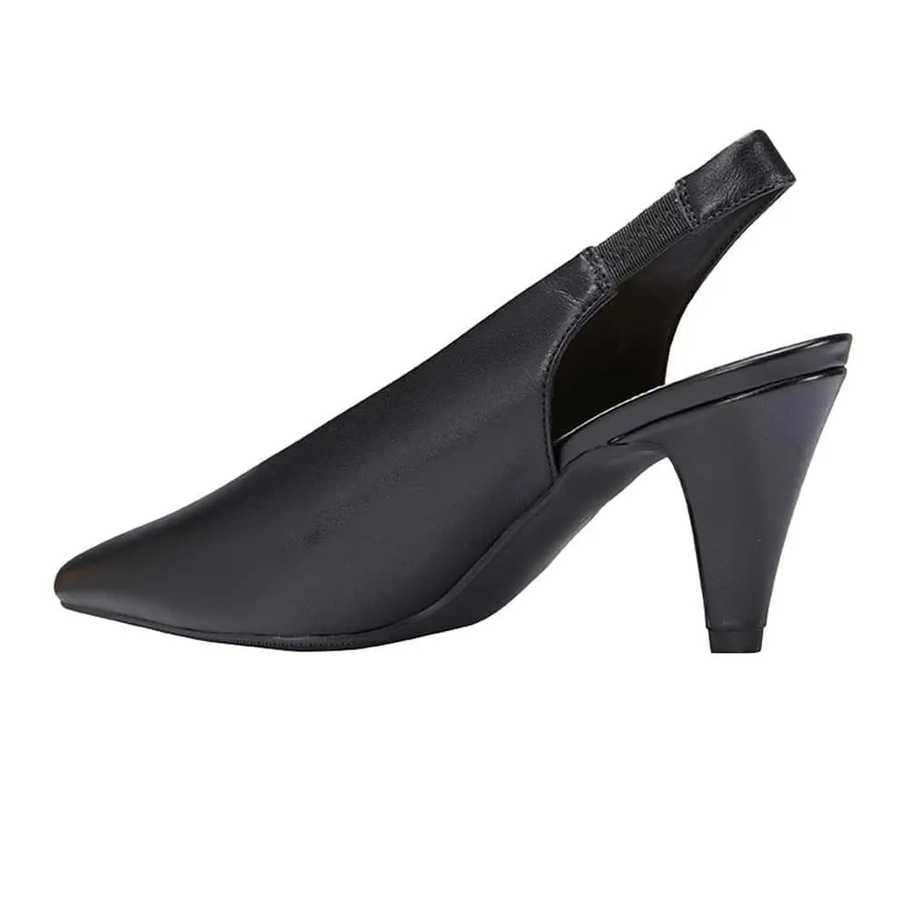 Olympia Heel in Black Leather
