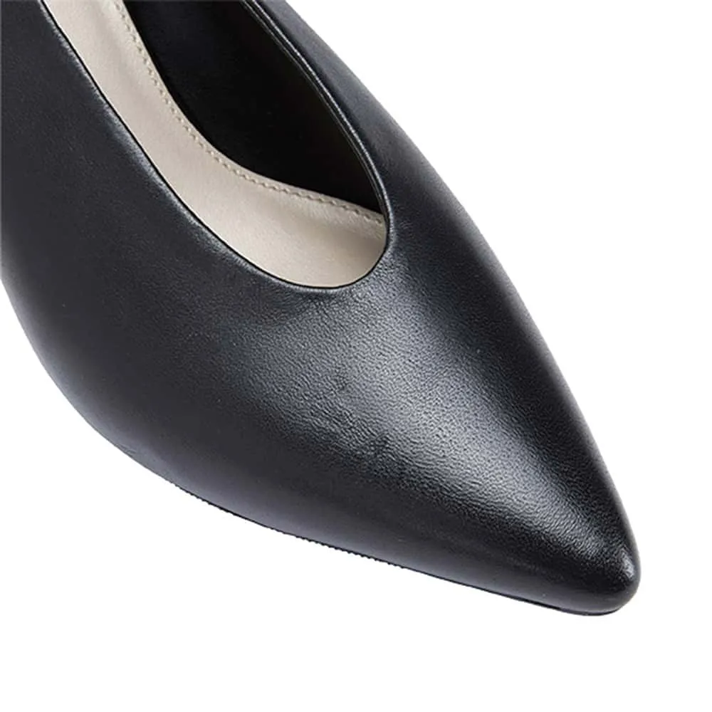 Olympia Heel in Black Leather