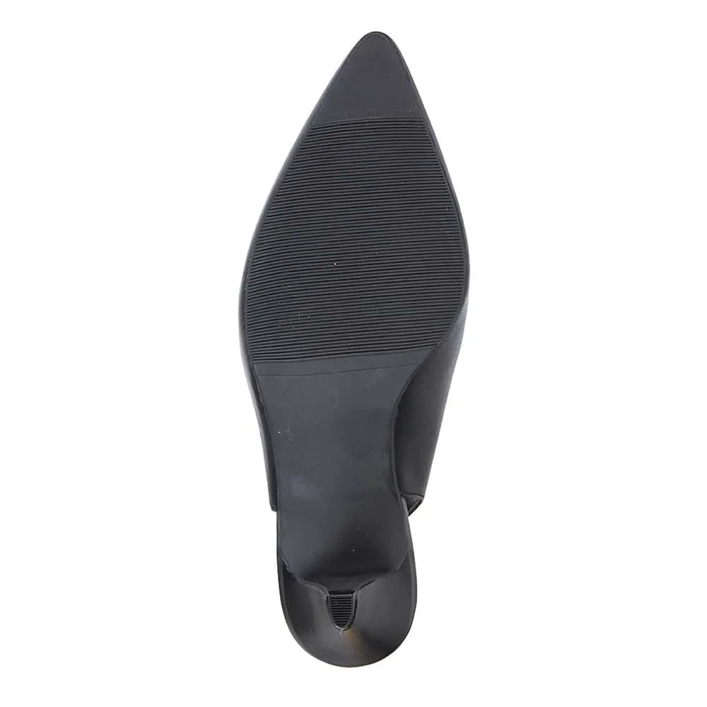 Olympia Heel in Black Leather