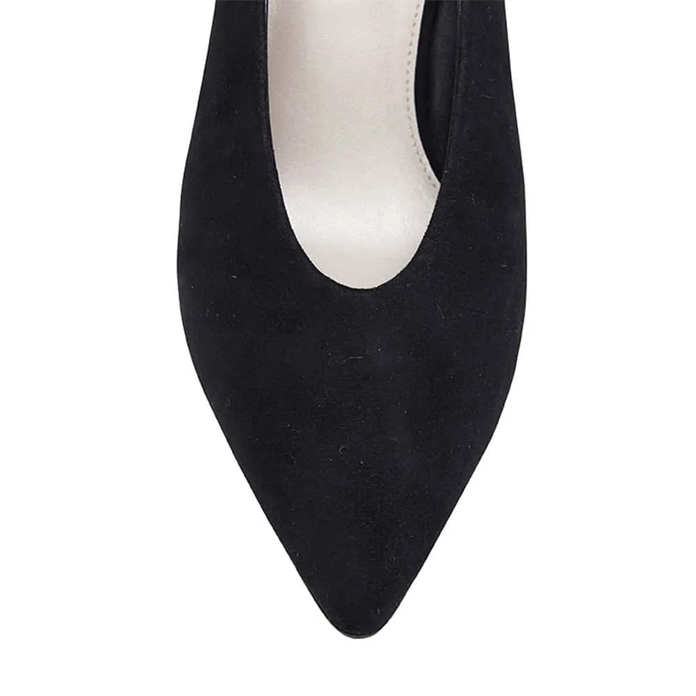 Olympia Heel in Black Suede