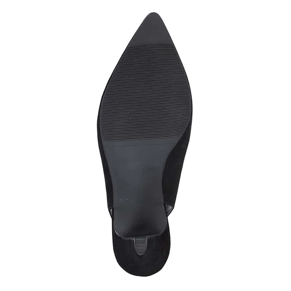 Olympia Heel in Black Suede