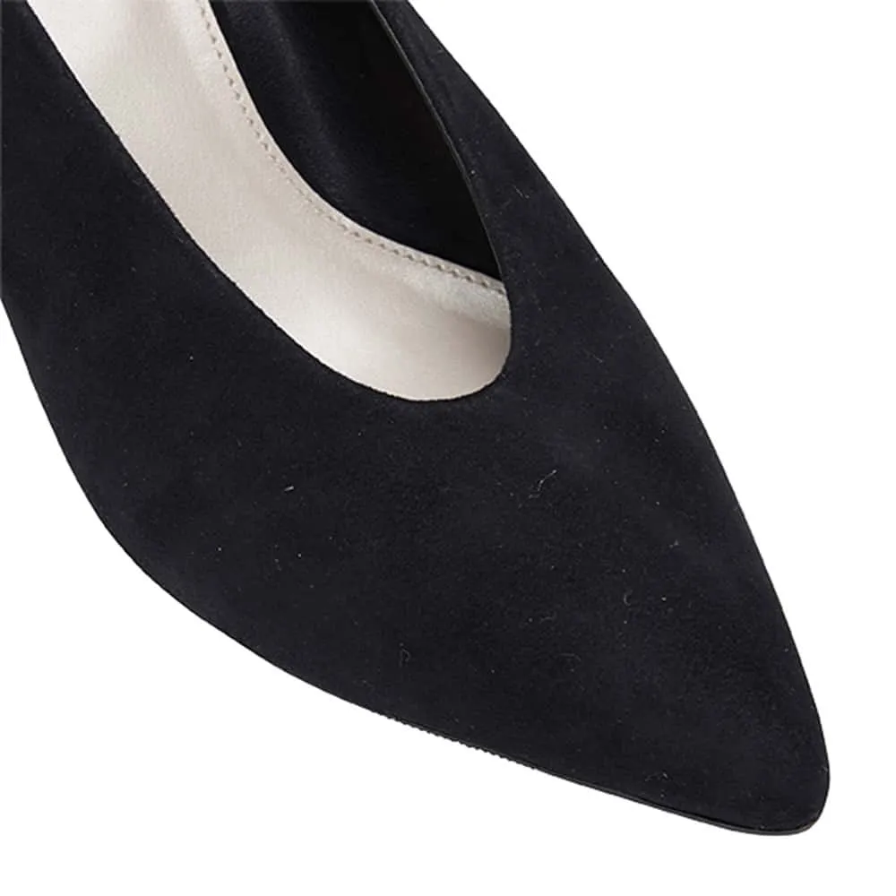 Olympia Heel in Black Suede