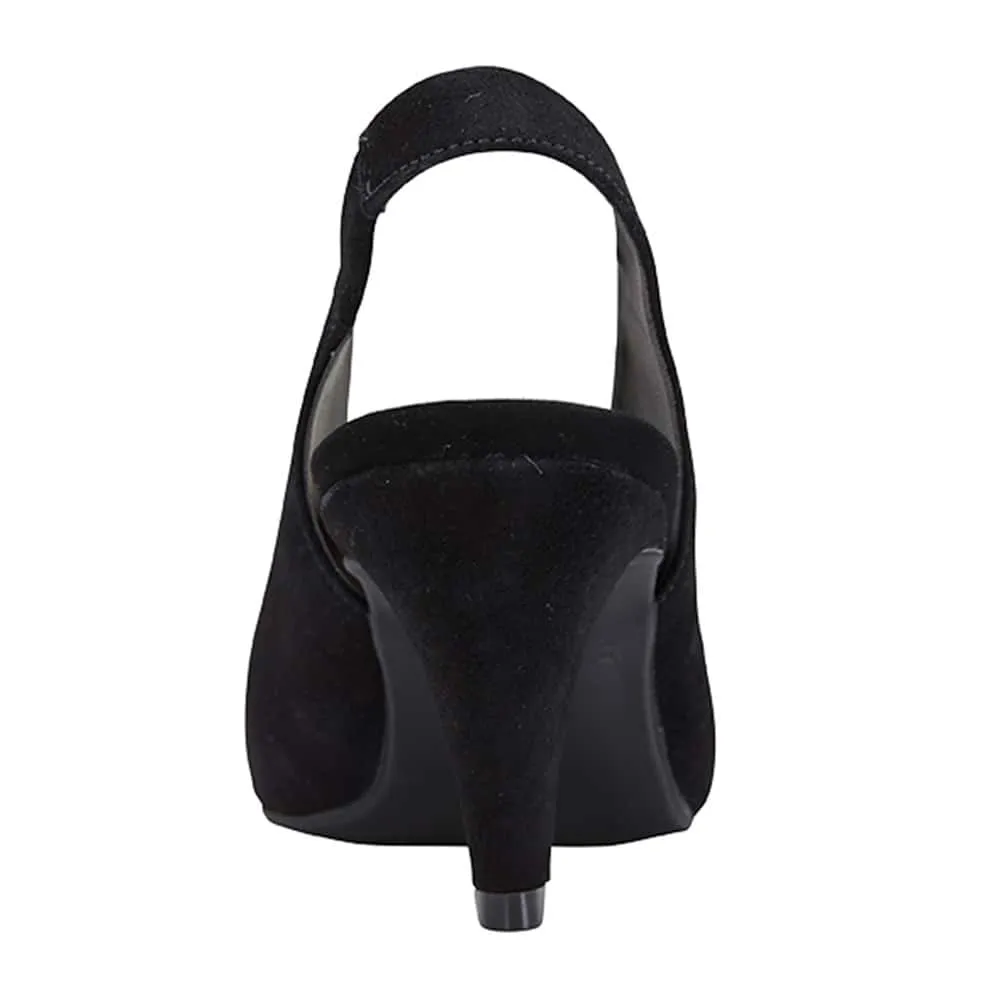 Olympia Heel in Black Suede