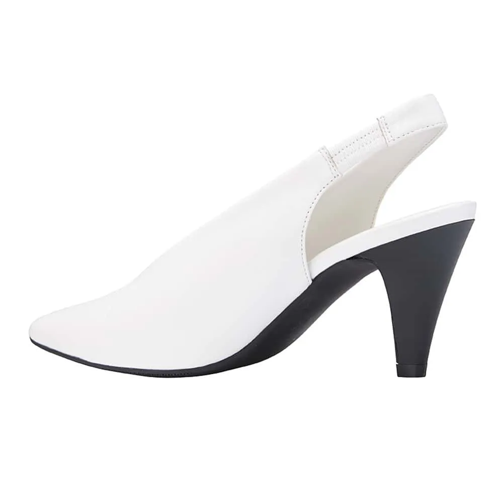 Olympia Heel in White Leather