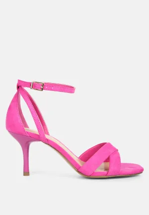 oraiku faux suede cross strap heels