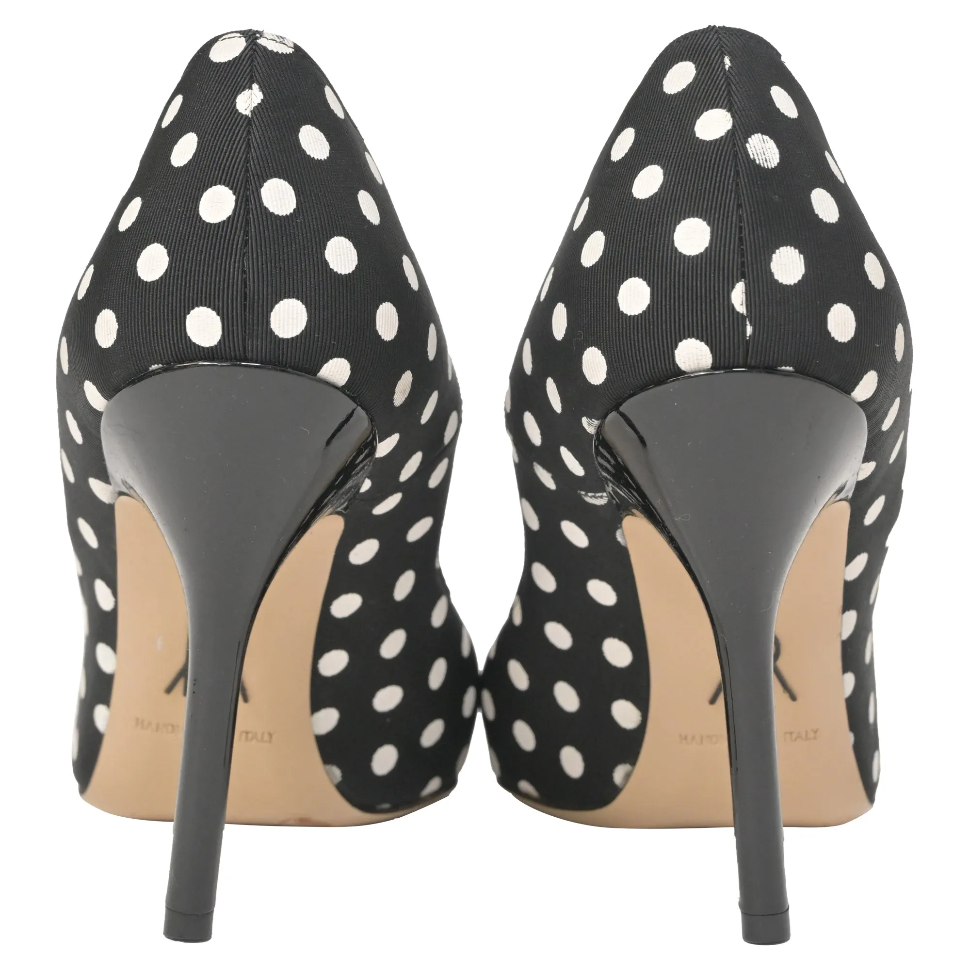 Paul Andrew Polka Dot Pumps in Black Cotton