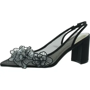 Petra Womens Pointed Toe Floral Slingback Heels