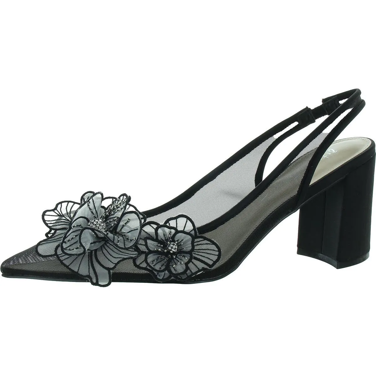 Petra Womens Pointed Toe Floral Slingback Heels