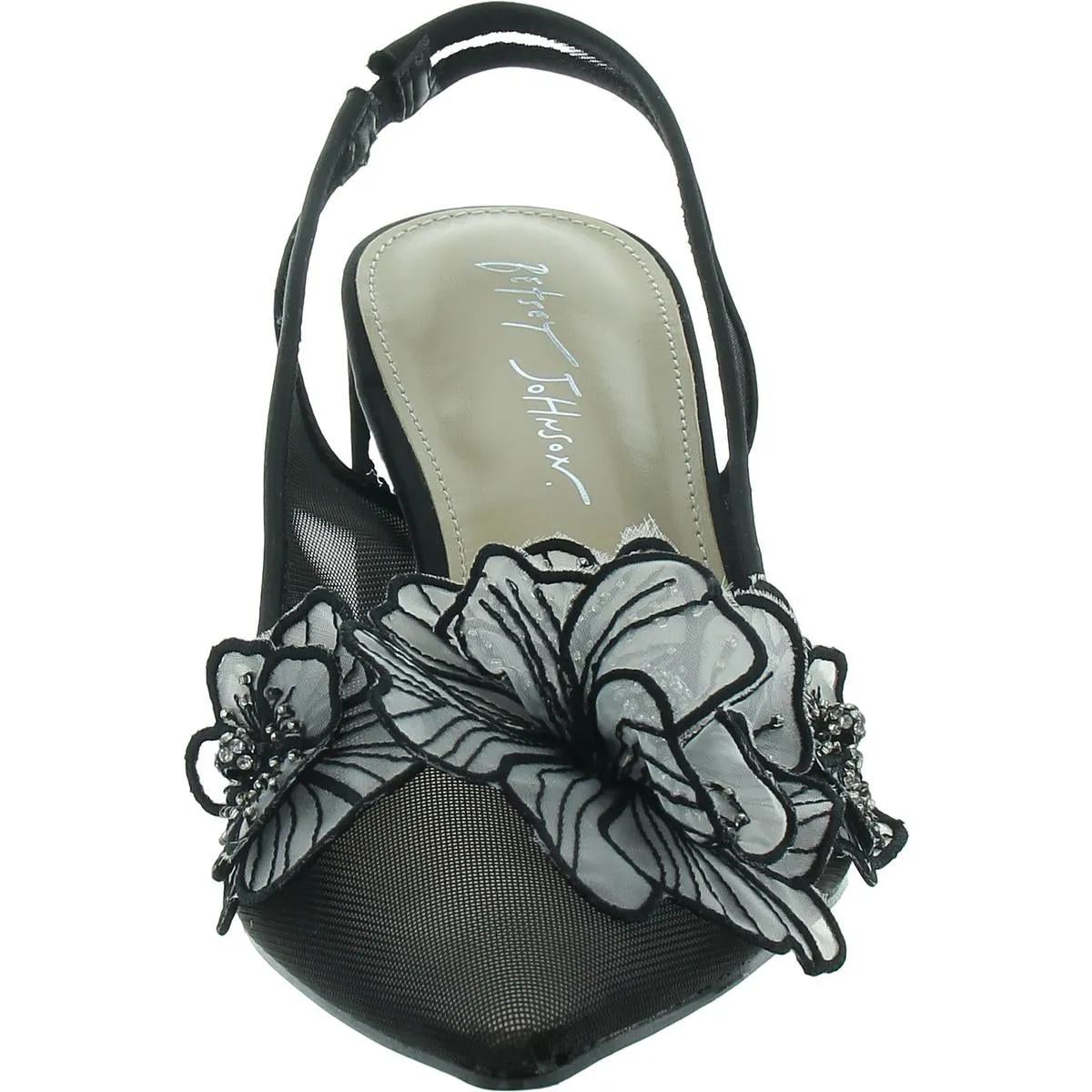 Petra Womens Pointed Toe Floral Slingback Heels