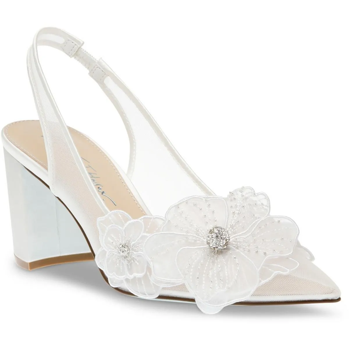 Petra Womens Pointed Toe Floral Slingback Heels