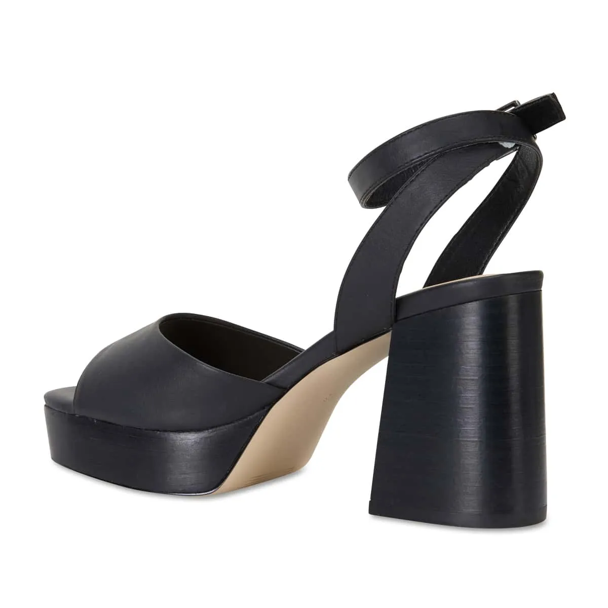 Piano Heel in Black Smooth