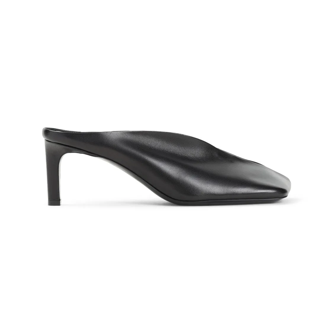 Pointed Toe Black Nappa Leather Mules