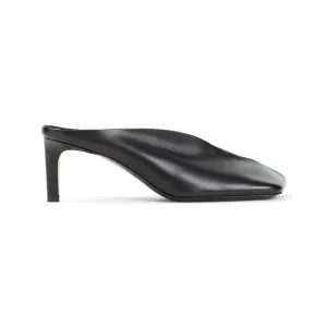 Pointed Toe Black Nappa Leather Mules