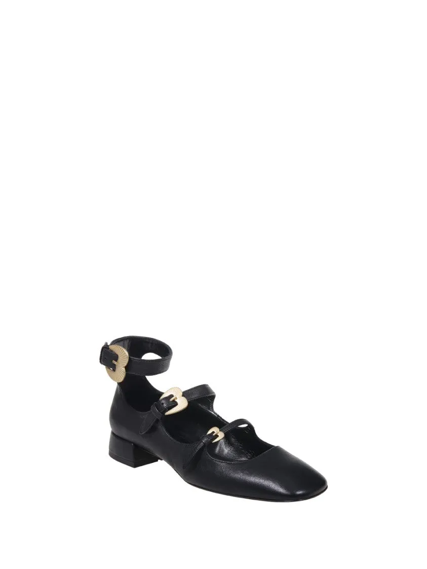 Pointed Toe Leather Shoes With Ankle Strap