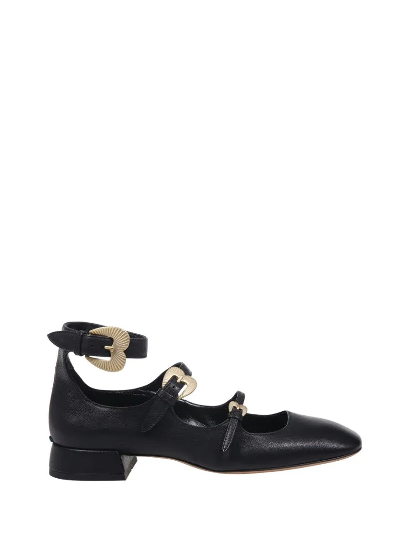 Pointed Toe Leather Shoes With Ankle Strap