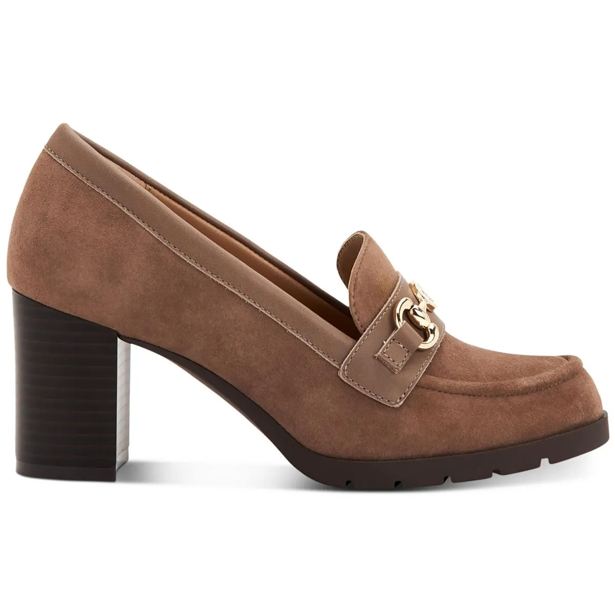 Porshaal Womens Suede Embellished Loafer Heels