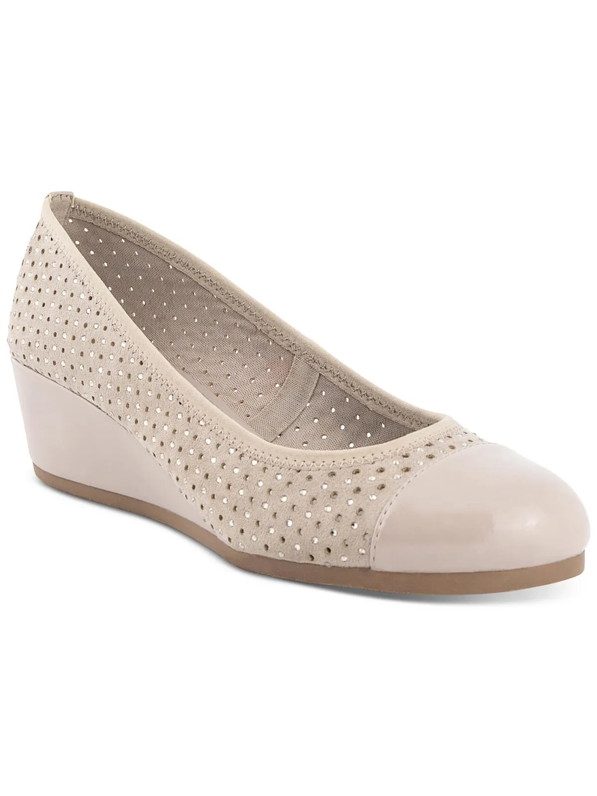 Prilee Womens Faux Suede Perforated Wedge Heels