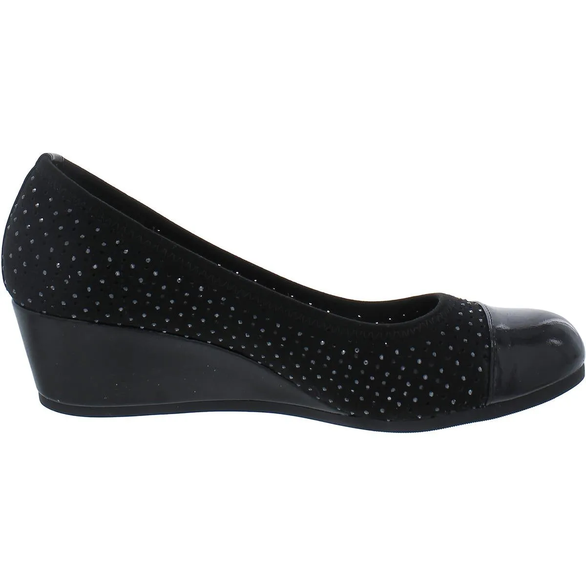 Prilee Womens Faux Suede Perforated Wedge Heels
