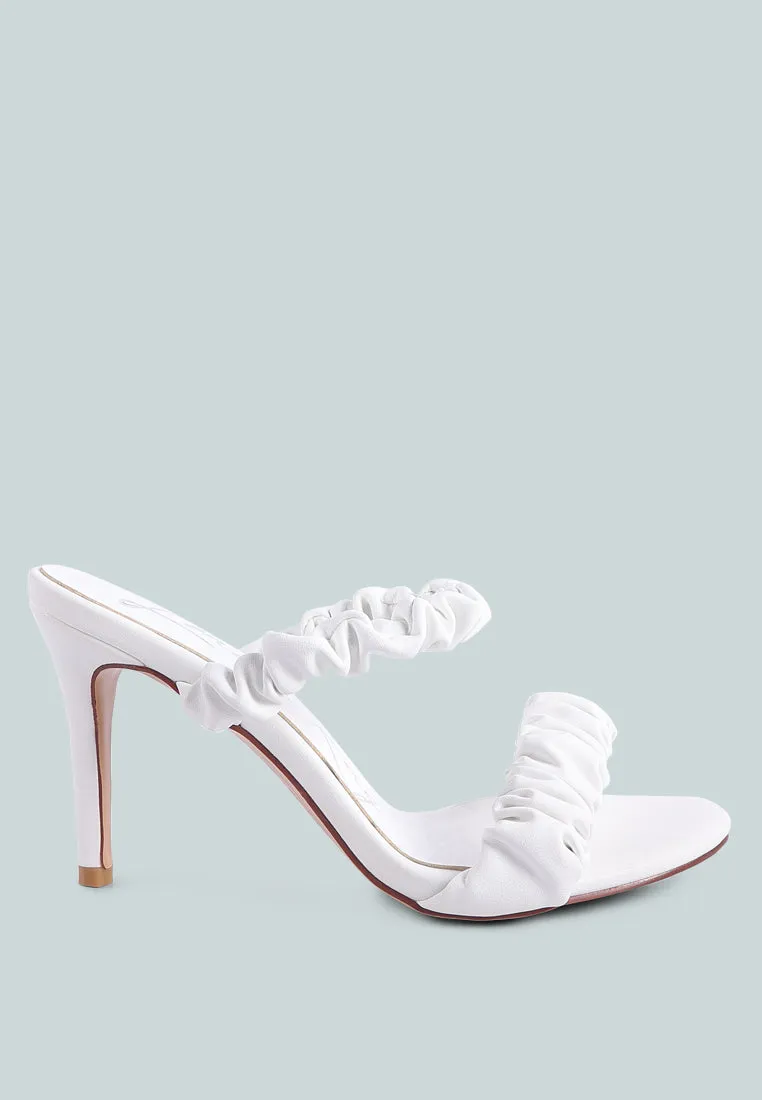 qualie gathered around slip-on heeled sandals