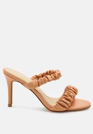 qualie gathered around slip-on heeled sandals